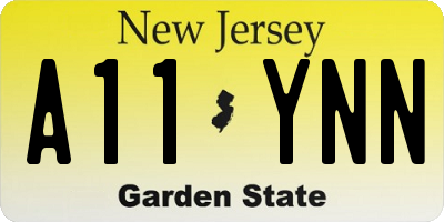 NJ license plate A11YNN