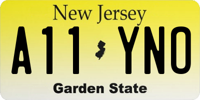 NJ license plate A11YNO