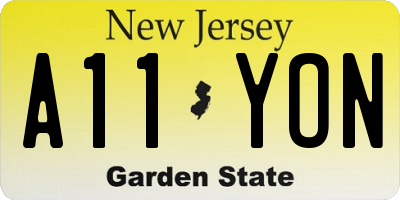NJ license plate A11YON