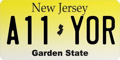 NJ license plate A11YOR