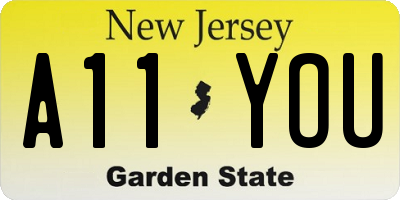 NJ license plate A11YOU