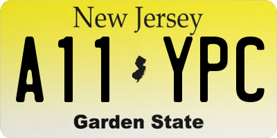 NJ license plate A11YPC