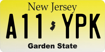 NJ license plate A11YPK