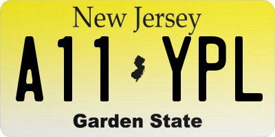 NJ license plate A11YPL