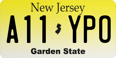 NJ license plate A11YPO