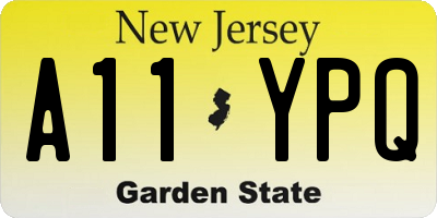 NJ license plate A11YPQ