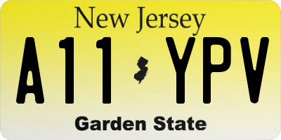 NJ license plate A11YPV