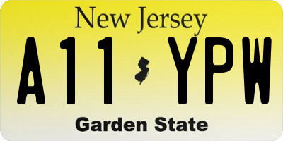NJ license plate A11YPW