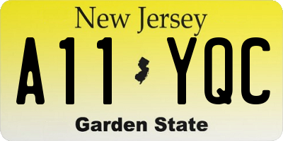 NJ license plate A11YQC