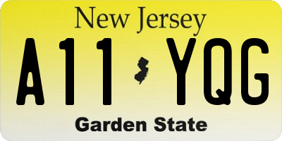 NJ license plate A11YQG