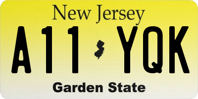NJ license plate A11YQK