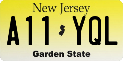 NJ license plate A11YQL