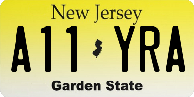 NJ license plate A11YRA