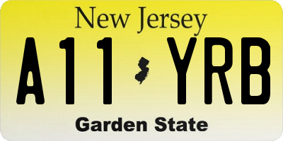 NJ license plate A11YRB