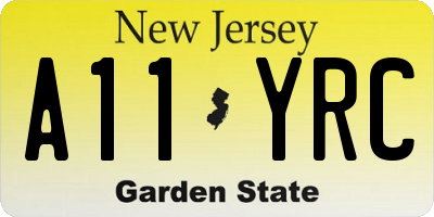 NJ license plate A11YRC