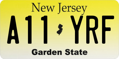 NJ license plate A11YRF