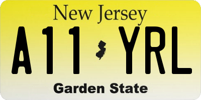 NJ license plate A11YRL