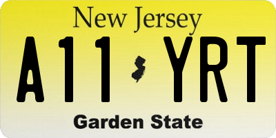 NJ license plate A11YRT