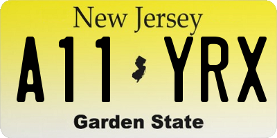 NJ license plate A11YRX