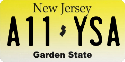 NJ license plate A11YSA