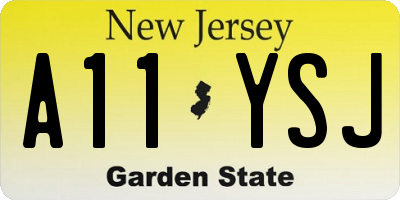 NJ license plate A11YSJ