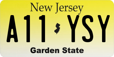NJ license plate A11YSY