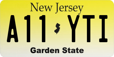 NJ license plate A11YTI