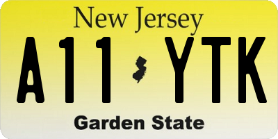 NJ license plate A11YTK