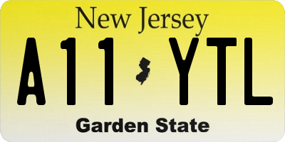 NJ license plate A11YTL