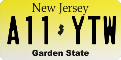 NJ license plate A11YTW