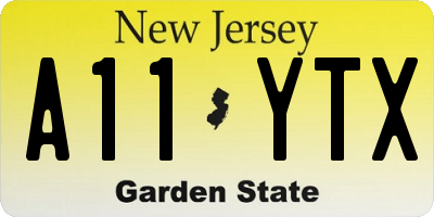 NJ license plate A11YTX