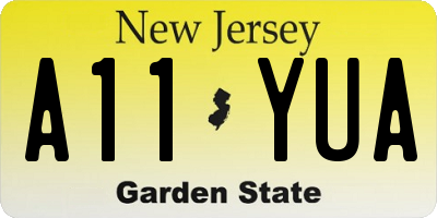 NJ license plate A11YUA