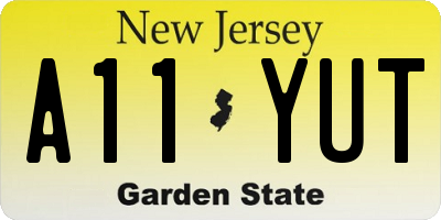 NJ license plate A11YUT