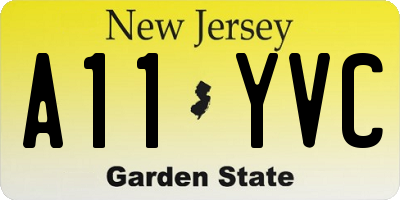 NJ license plate A11YVC