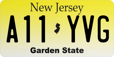 NJ license plate A11YVG
