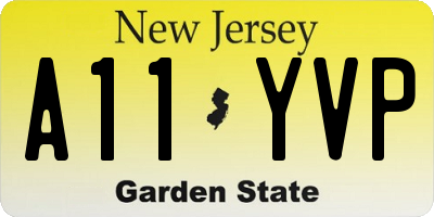 NJ license plate A11YVP