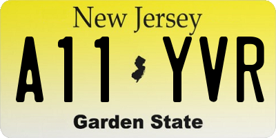 NJ license plate A11YVR