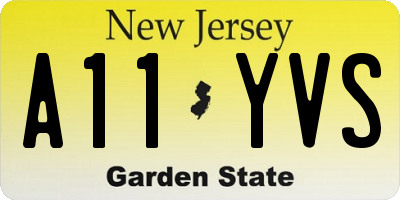 NJ license plate A11YVS