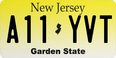NJ license plate A11YVT