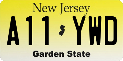 NJ license plate A11YWD