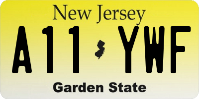 NJ license plate A11YWF