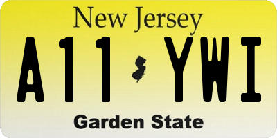 NJ license plate A11YWI