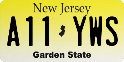 NJ license plate A11YWS