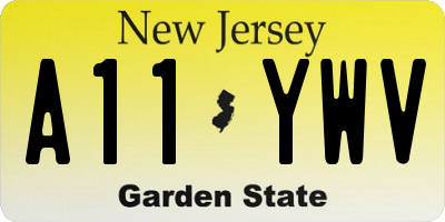 NJ license plate A11YWV