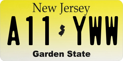 NJ license plate A11YWW