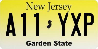 NJ license plate A11YXP