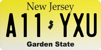 NJ license plate A11YXU
