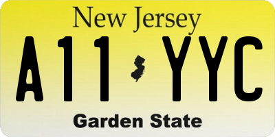 NJ license plate A11YYC