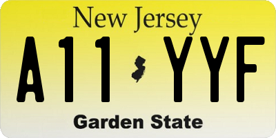 NJ license plate A11YYF