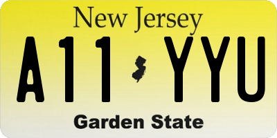 NJ license plate A11YYU